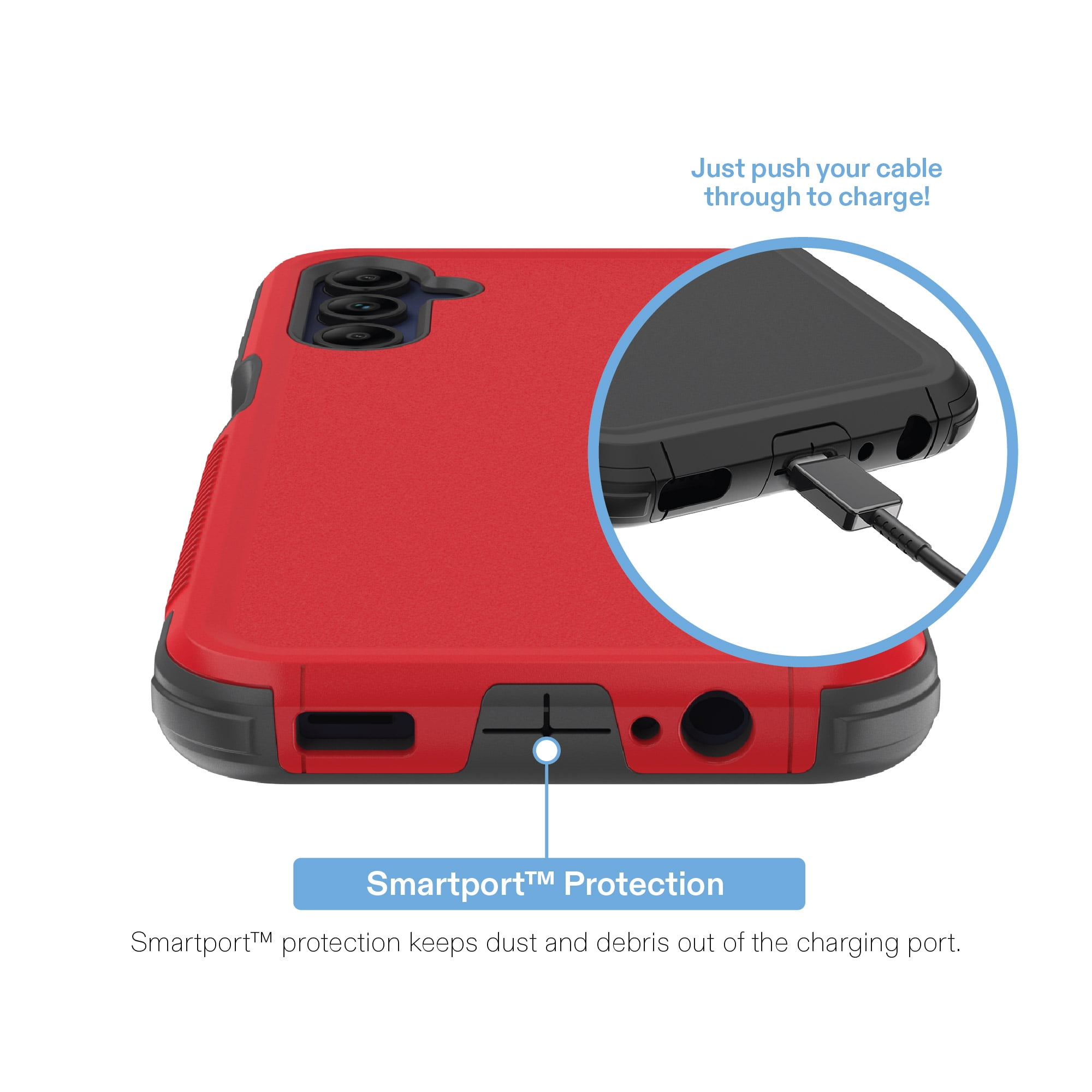 onn Slim Rugged Phone Case for Samsung Galaxy A15 5G - Red/Gray