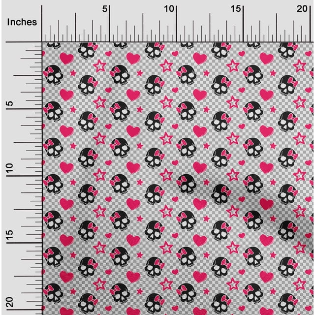 oneOone Cotton Poplin Pink Fabric Skull Sewing Craft Projects Fabric Prints By Yard 42 Inch Wide