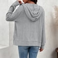 thumbnail image 6 of Oksale Hoodie Jacket for Women with Zipper and Pockets Long Sleeve Ribbed Knit Cardigan Casual Drawstring Fall Outfits Gray 2XL, 6 of 8