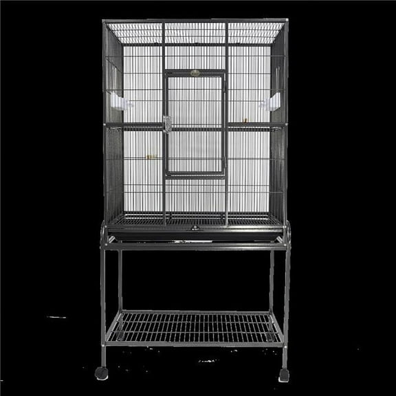 31 x 20 in. Flight Cage & Removable Stand with Bottom Shelf, Black