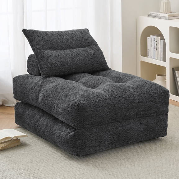 BEHOST 86" Large Futon Sofa Bed for Adults, 3-in-1 Convertible Folding  Chair Bed Sleeper Chair, Dark Gray