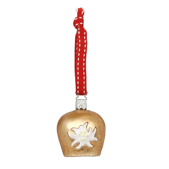 Inge Glas Cow Bell German Glass Christmas Tree Ornament FREE BOX NEW