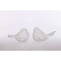 Special T Imports - Set of 2 Medium White Distressed Bird Figurines 4.5"in