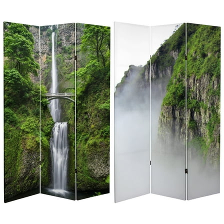 Oriental Furniture 6 ft. Tall Mountain Waterfall Canvas Room Divider - 3 Panel