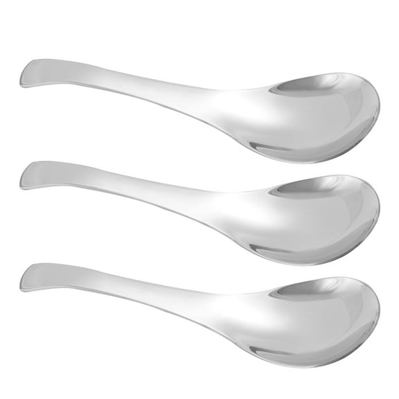 Tinksky 3pcs Stainless Steel Spoon Meal Spoon Soup Spoon Rice Spoon Thickening Spoon Tableware Food Serving Spoons (Large Size)