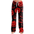 thumbnail image 5 of Womens Sleep Pants Halloween Pumpkin Print Soft Lounge Bottoms Elastic Waist Pj Pants, 5 of 6