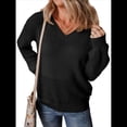 thumbnail image 2 of Suéteres de Punto para Mujer, Otoño, Cuello en V, Larga, Suéter Informal Holgado. Negro M, 2 of 6