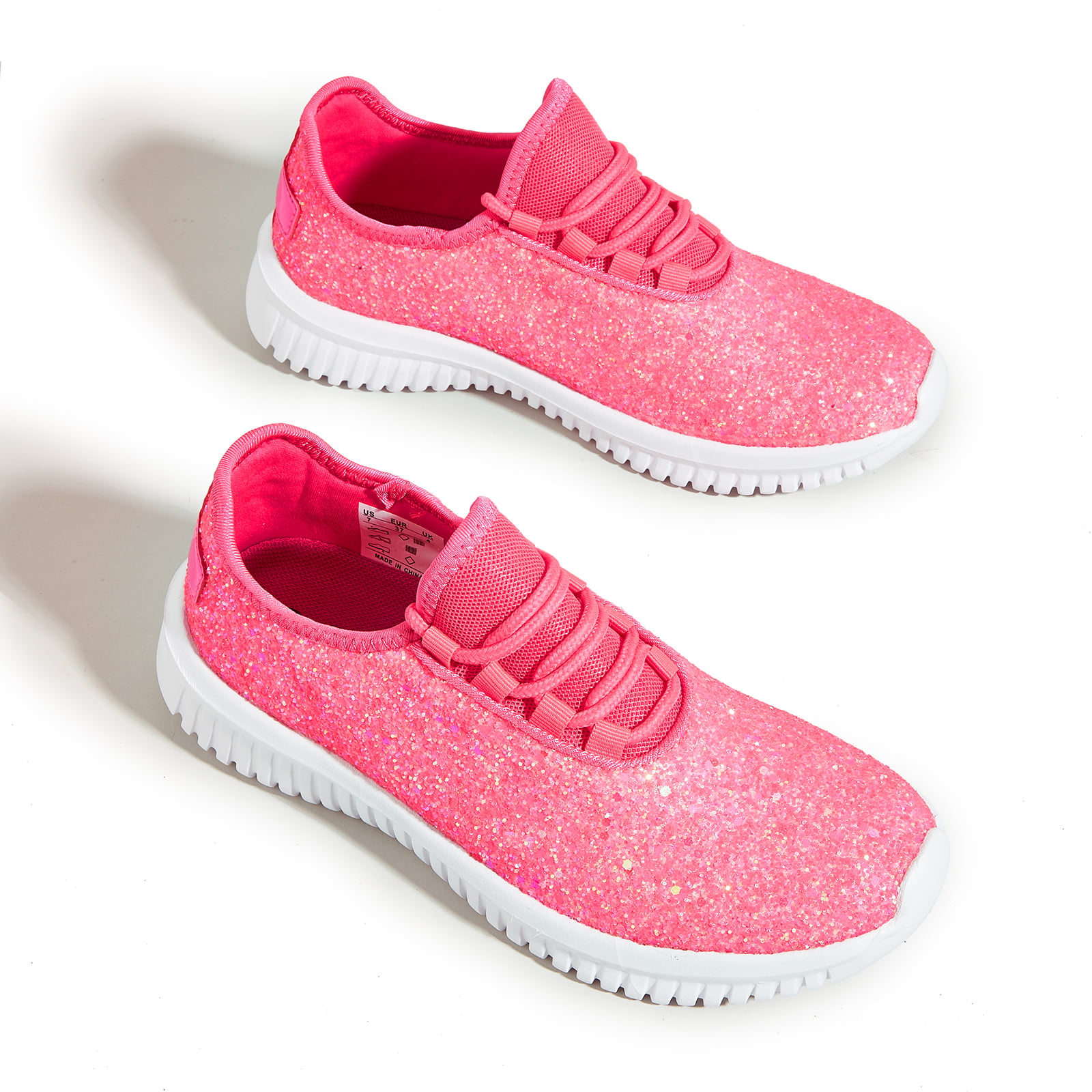 Pink Glitter Glam Sneakers: Lightweight Women's & Girl's Fashion