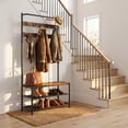 thumbnail image 7 of Nordic Hygge3-in-1 Industrial Hall Tree with Shoe Storage Bench, Rustic Walnut & Black, 7 of 7