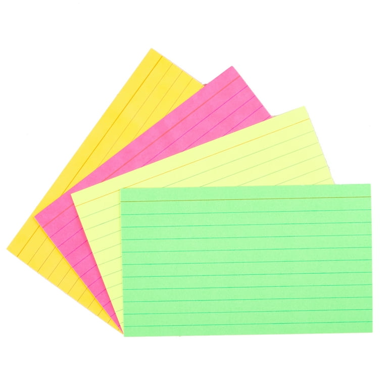 300 Pcs Colored Ruled Index Cards with 6 Rings Neon Color Study Flash Cards  Sing