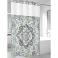 thumbnail image 2 of No Hook Shower Curtain with Snap-in Liner, Green Purple Boho Waterproof Fabric Bathroom Curtains, Vintage Abstract Art Floral Ethnic Tribe Bath Curtains & Mesh Top Window Stand Up Stall 36"x72", 2 of 9
