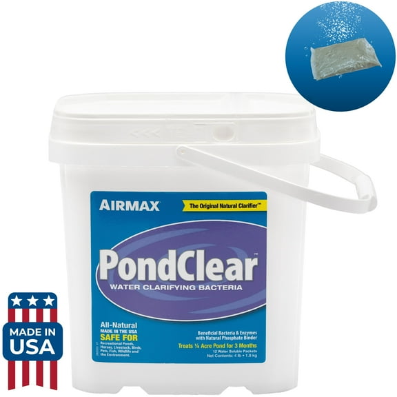 Airmax PondClear Packets, Beneficial Bacteria & Enzyme Clarifier Treatment with Ecoboost PRx, Clear & Clean Pond & Lake Water, Safe for Fish, 12 Count