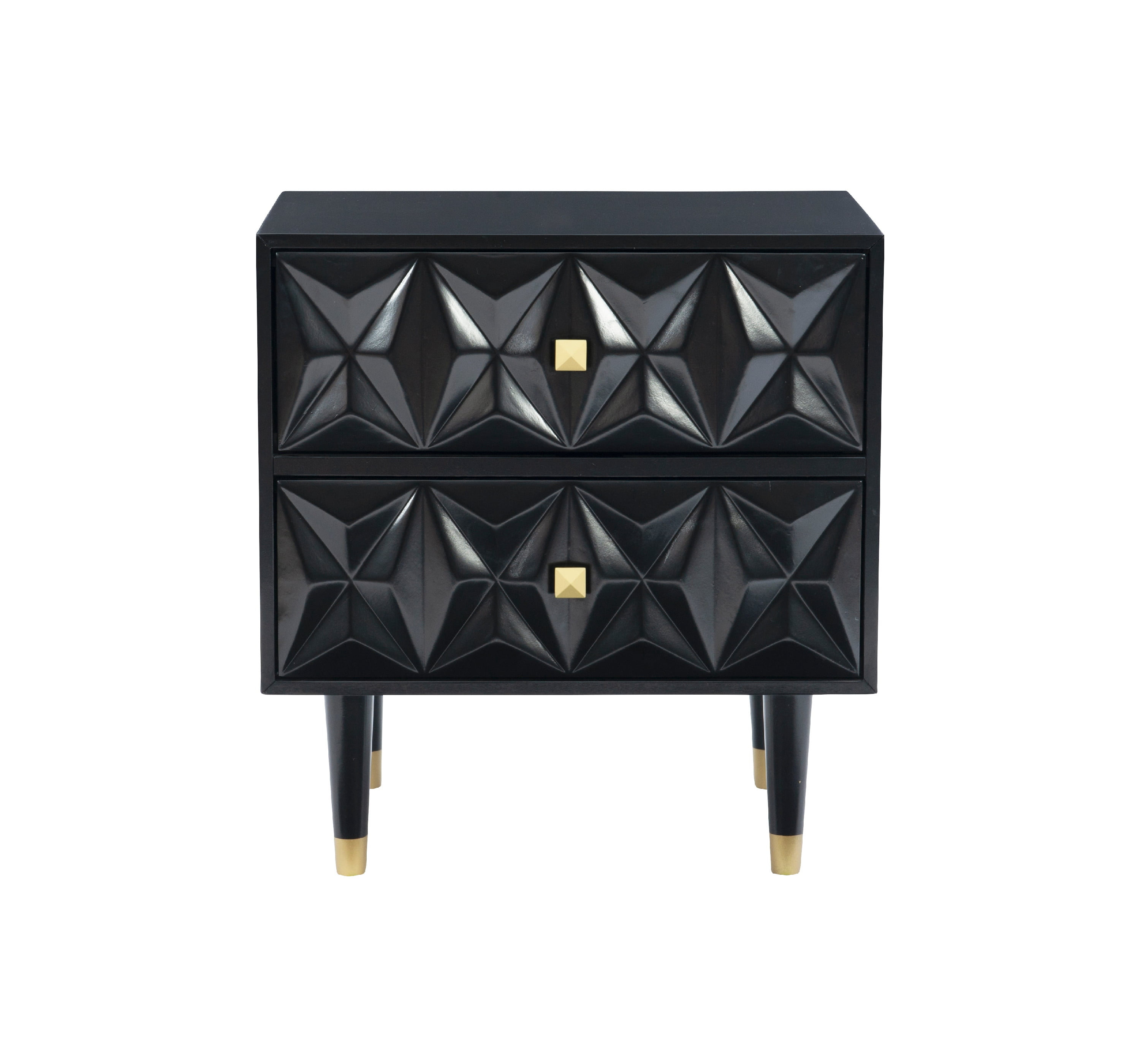 Linon Ginzel 2-Drawer Nightstand, Black and Gold Finish