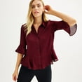 thumbnail image 3 of Women's Nine West Ruffle Hem Shirt Color: Wild Pine Size: LARGE, 3 of 4
