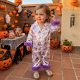 thumbnail image 5 of Elegyee Newborn Girls Halloween Satin Pajamas Cartoon Ghost Bow Long Sleeve Sleepwear Set, 5 of 5