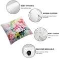 thumbnail image 4 of ONETECH  Floral Throw Pillow Cushion Cover, Hydrangea Flower Bouquet in Watercolor Blossoms Botany Petals Image, Decorative Square Accent Pillow Case, Forest Green Yellow Pink 2Pcs, 4 of 6