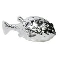 thumbnail image 2 of Porcelain Pufferfish Figurine Polished Chrome Finish Silver, 2 of 2