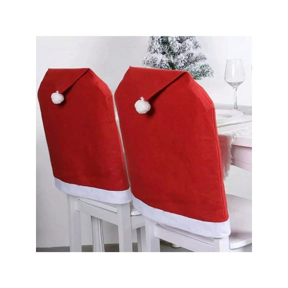 4-piece Christmas Chair Covers Slipcovers Set Festive Red Non-Woven : Cozy Table Decor for Holiday Cheer and Warm Gatherings