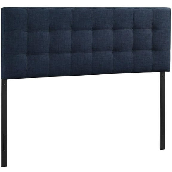 Hawthorne Collections Modern Fabric Queen Tufted Panel Headboard in Navy