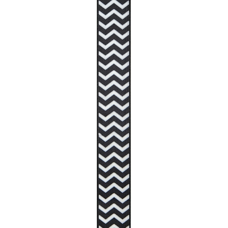 Offray Ribbon, Chevron Black and White 7/8 inch Single Face