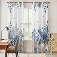 thumbnail image 3 of Blue Starfish Coastal Kitchen Curtains Window Panels, Eucalyptus Summer Nautical Shell Ocean Insulated Window Treatment Curtain, Grommet Curtains for Bedroom/Living Room/Bathroom, 2 Piece 42"Wx84"L, 3 of 8
