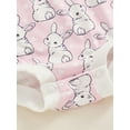 thumbnail image 5 of Mevireiy Baby Girl Easter Summer Romper Bunny Print Short Sleeve Onesie Bodysuit Outfits,Pink,6-12 Months, 5 of 6