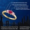 thumbnail image 2 of Gem Stone King 10K Yellow Gold Red Ruby and Pink Lab Grown Diamond Engagement Ring for Women | 1.05 Cttw | Round 5MM | Gemstone July Birthstone | Size 6, 2 of 6