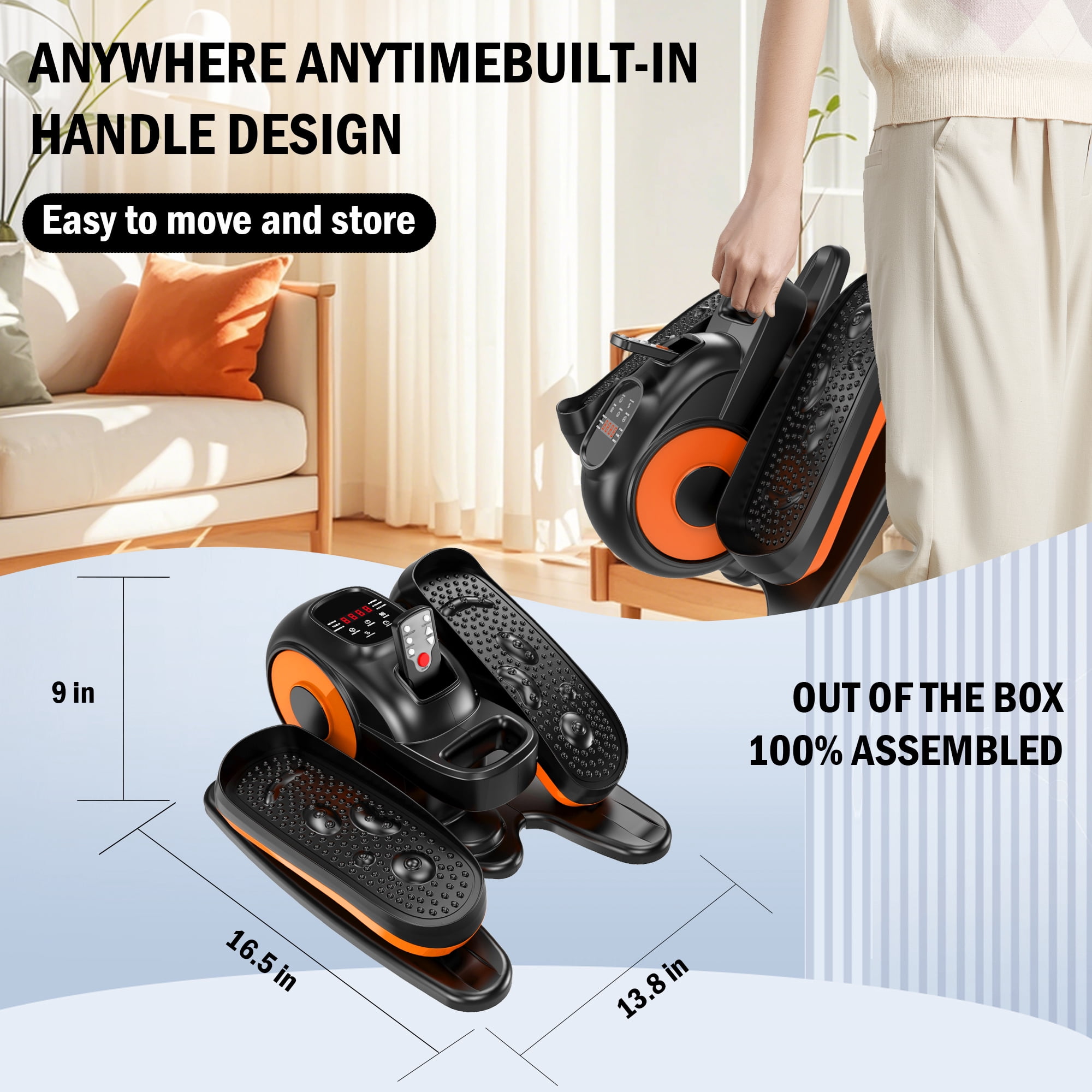 Under Desk Elliptical Machine, Electric Ellipse Leg Exerciser for Seniors with 5 Adjustable Quiet Portable Elliptical Machine, Seated Pedal Exerciser with Remote Control