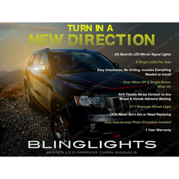 Jeep Grand Cherokee LED Side Mirror Turn Signal Lights Blinker Lamp Signalers Add on Kit