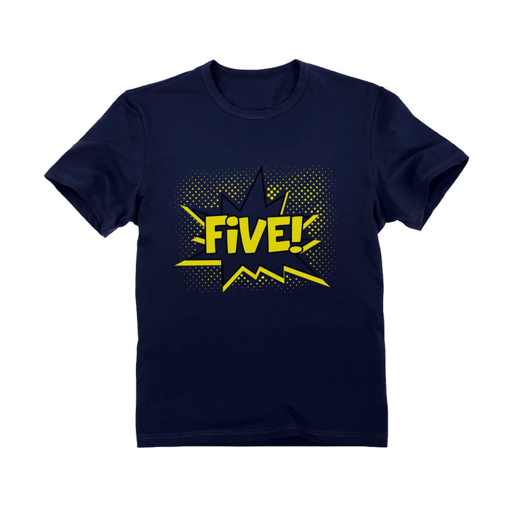 Five Superhero Fifth Birthday Tstars 5 Years Old Gift Idea Kids T-Shirt 