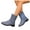 Blue, variant on Denim Wide Calf Ankle Boots for Women V Cut Buckle Strap Low Heel Round Toe Mid Calf Fall Boots