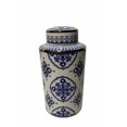 thumbnail image 1 of Benzara BM163333 Traditional Ceramic Covered Decorative Jar, Blue & White, 1 of 1