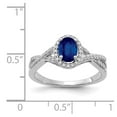 thumbnail image 2 of 14K White Gold Ring Band Gemstone Sapphire Oval Blue Diamond Round, Size 7, 2 of 2