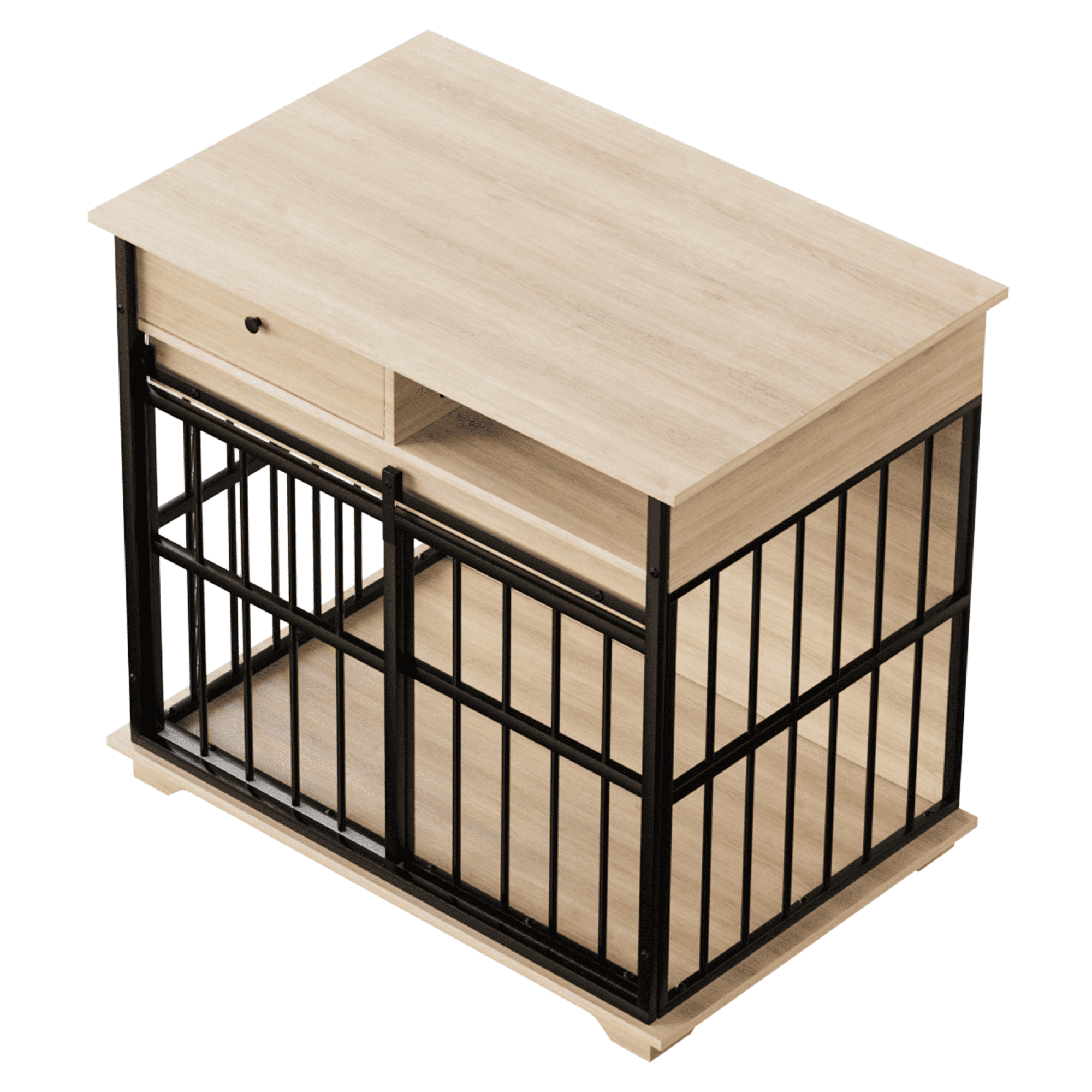 Leumius Dog Cage Furniture, Small Dog Cage Furniture Wooden Dog Pen Furniture for Small Dogs Black+Natural
