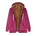 thumbnail image 6 of BiZtdJrK Fleece Lined Sweatshirts for Women Zip Up Long Sleece Hoodies Solid Color Casual Hooded Jackets Fall Winter Warm Sherpa Coats with Pockets Prime Sales of The Day Hot Pink XL, 6 of 8
