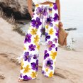 thumbnail image 2 of kaondbfi Dress Pants Women Petite High Waisted Wide Leg Summer Beach Vacation Pants Casual Trousers, 2 of 9