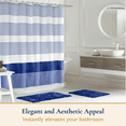 thumbnail image 2 of ComfiTime Tassel Shower Curtain Set with Hooks – Heavy-Duty Fabric Cloth, Boho Farmhouse Bathroom Curtain, Striped Hotel Luxury Linen, Water-Repellent, Machine-Washable, 72”* 72”, Navy, 2 of 13