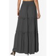 thumbnail image 2 of TheMogan Women's Ruffle Tiered Woven Drawstring Elastic High Rise A-Line Long Maxi Skirt, 2 of 7