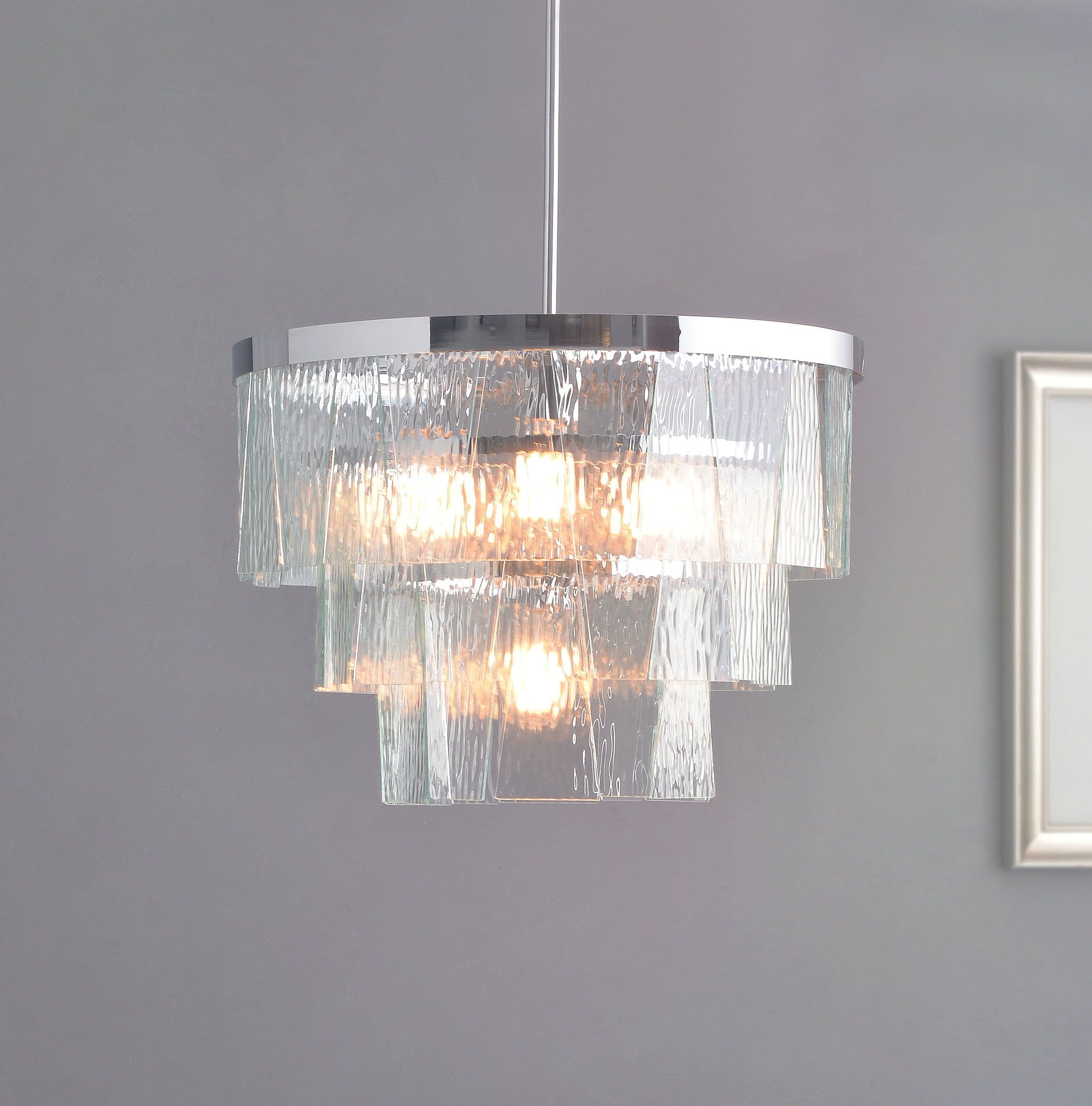 Kendall Chrome And Clear Glass With Water Pattern 4 Light Pendant
