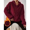 thumbnail image 5 of Jacket Women Oversized Zip Up Fall Jackets Winter Coats Faux Fur Warm Outwear 2025 Fashion Clothing Wine Red M, 5 of 6