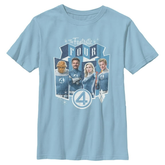 Boys The Fantastic Four: First Steps Retro First Family Panels T Shirt
