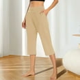 thumbnail image 2 of ABATAB Capri Pants for Women Elastic High Waist Stretch Comfy Summer Pants with Pockets Workout Casual, 2 of 7