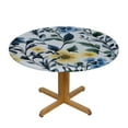 thumbnail image 3 of JRXY  Watercolor Floral Table cover Round Waterproof Rustic Blue Yellow Flower Leaf Table cover Fabric Farmhouse Table cover Decorative for Picnic Party Holiday Home Indoor Outdoor White, 3 of 7