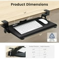 thumbnail image 2 of Keyboard Tray Under Desk, Slide Out Computer Keyboard & Mouse Tray with C Clamp-on Mount Easy to Install,24" W（Including Clamps） X 12"D Small Size,Black, 2 of 8