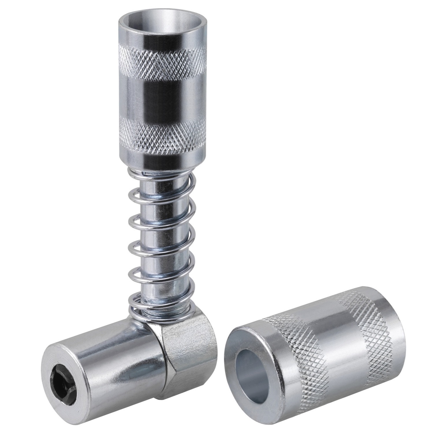 Carbyne 90 Degree Grease Gun Coupler, Right Angle Grease Fitting Adapter, 1/8 in. NPT, Heavy Duty Steel 3-Jaw, Ball Check Valve, for Zerk Fittings