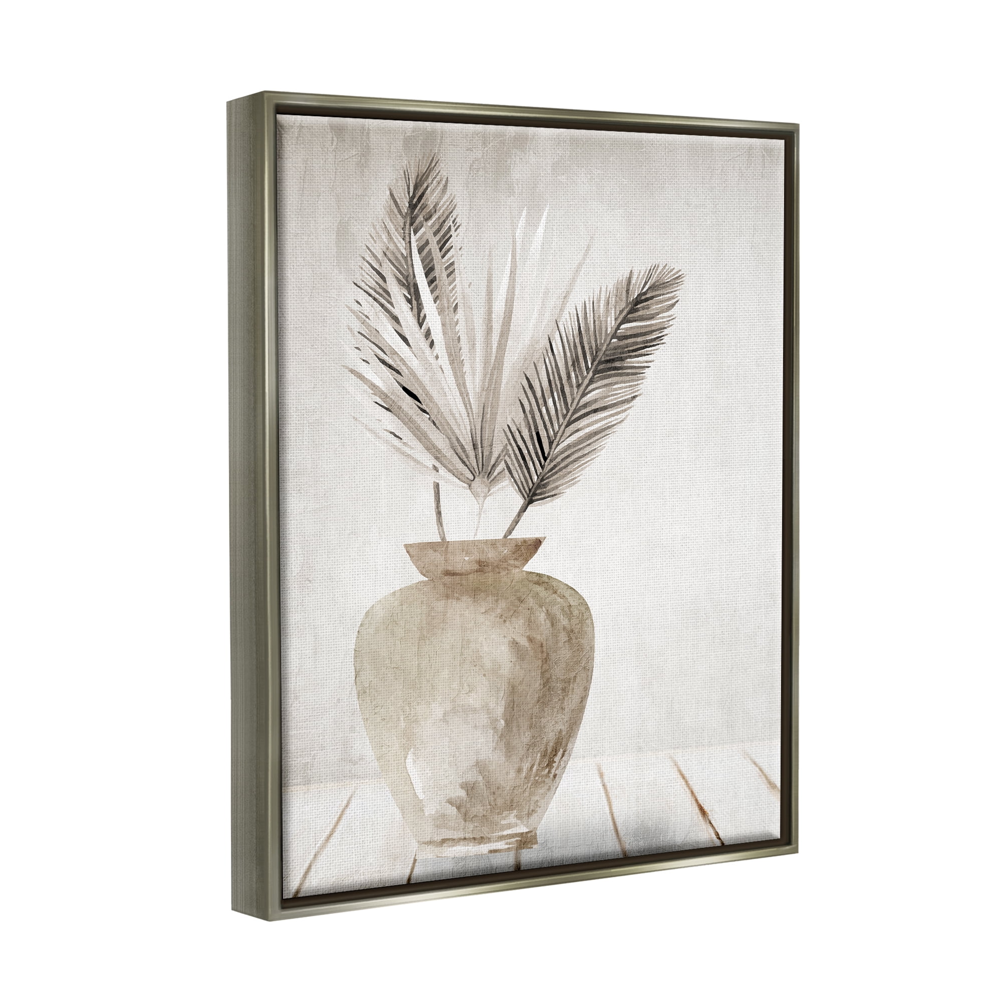 Stupell Industries Rustic Botanical Fronds Botanical & Floral Painting Gray Floater Framed Canvas Art Print Wall Art, 25 x 31