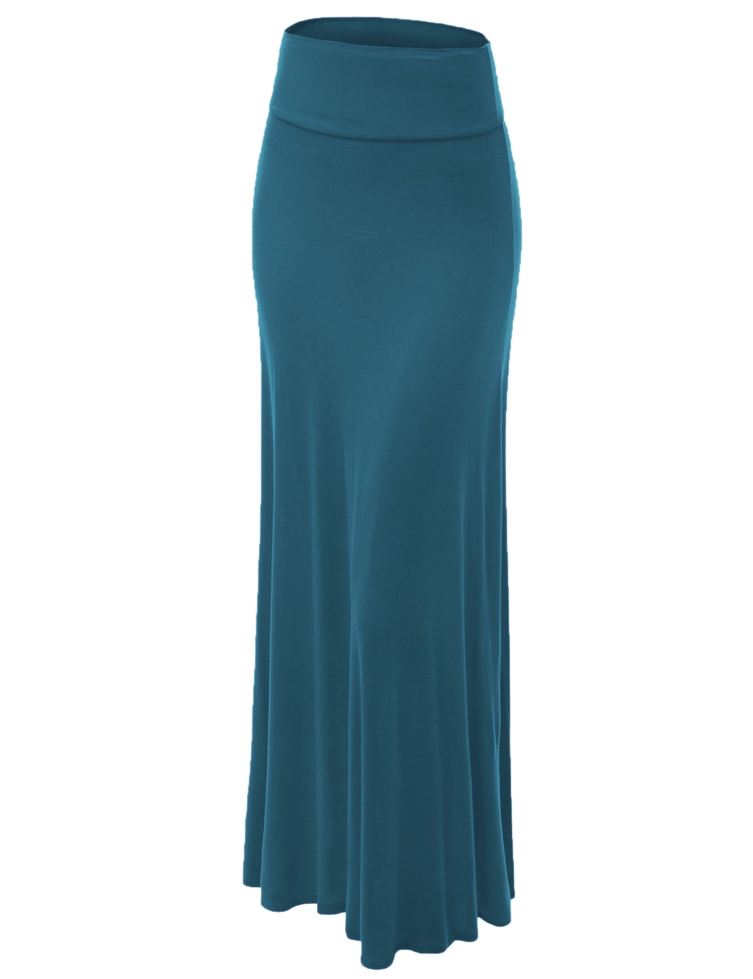 Made by Johnny Women's Fold-Over Maxi Skirt M TEAL - Walmart.com