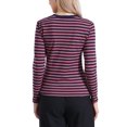 thumbnail image 3 of CAMISAS A RAYAS INSPIRADORAS CHIC PARA MUJERES, MANGA LARGA, TOPS DE ALGODÓN, CUELLO REDONDO, CAMISETAS AJUSTADAS, OUTFITS CASUALES, M RAYAS ROSADAS, 3 of 6