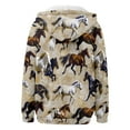 thumbnail image 2 of XIAOCHA Horse Print Zip Up Hoodie For Women Drawstring Pocket Outdoor Camping Oversized Hooded Jacket, 2 of 3