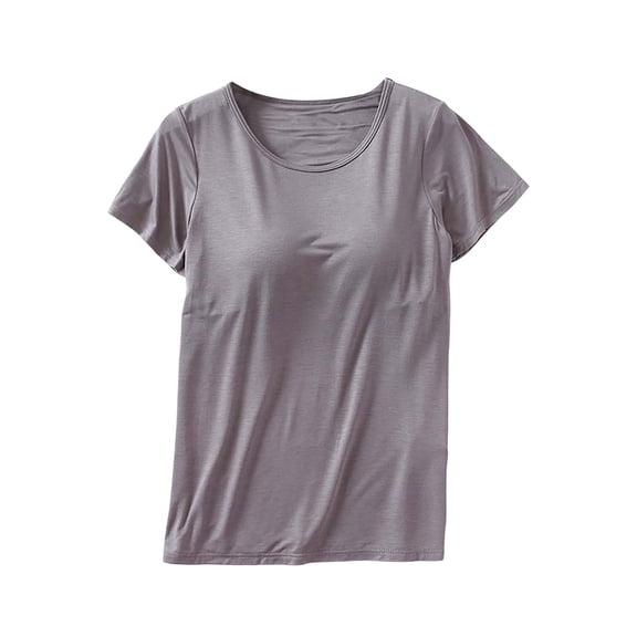 Summer Outfits Short Sleeve Top for Women Yoga Gym Workout Strap Padded Cotton Camisole Loose Fit Casual Womens Tops Womens Summer Tops